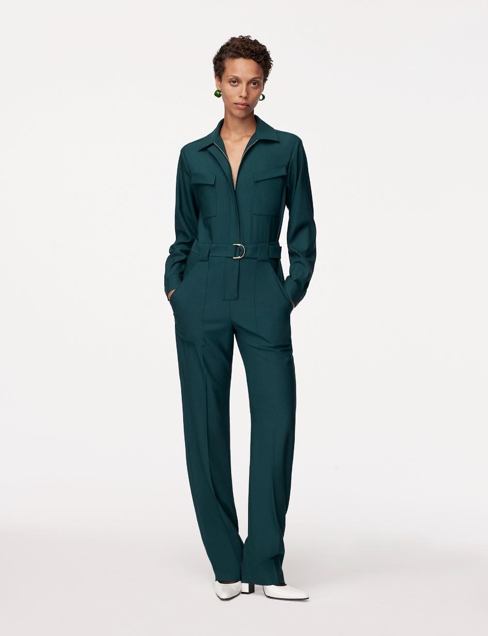 ANOTHER TOMORROW RELAXED UTILITY JUMPSUIT,A422JS004-WV-JUP50