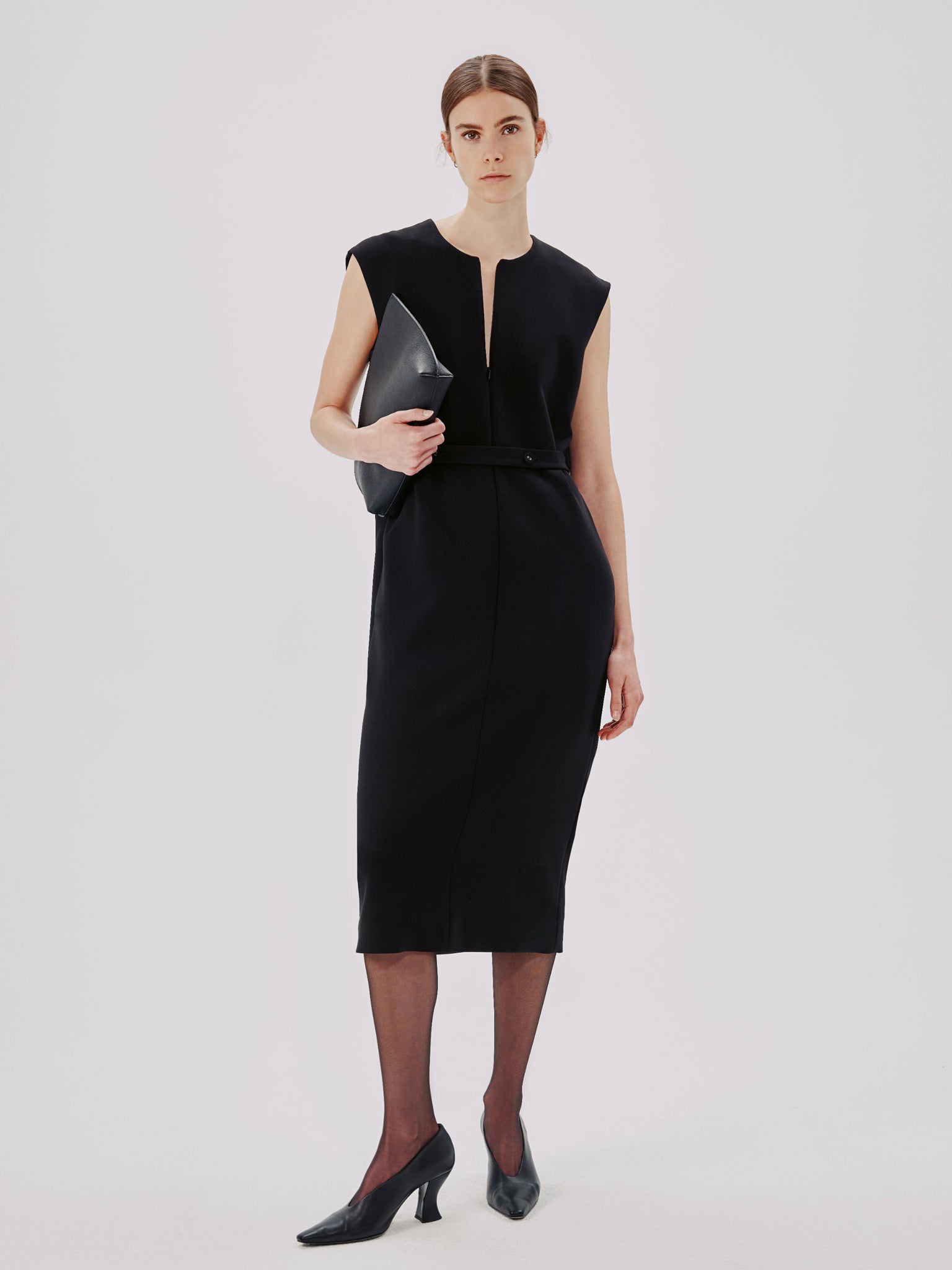 Shop Another Tomorrow Cape Back Sheath Dress In Black