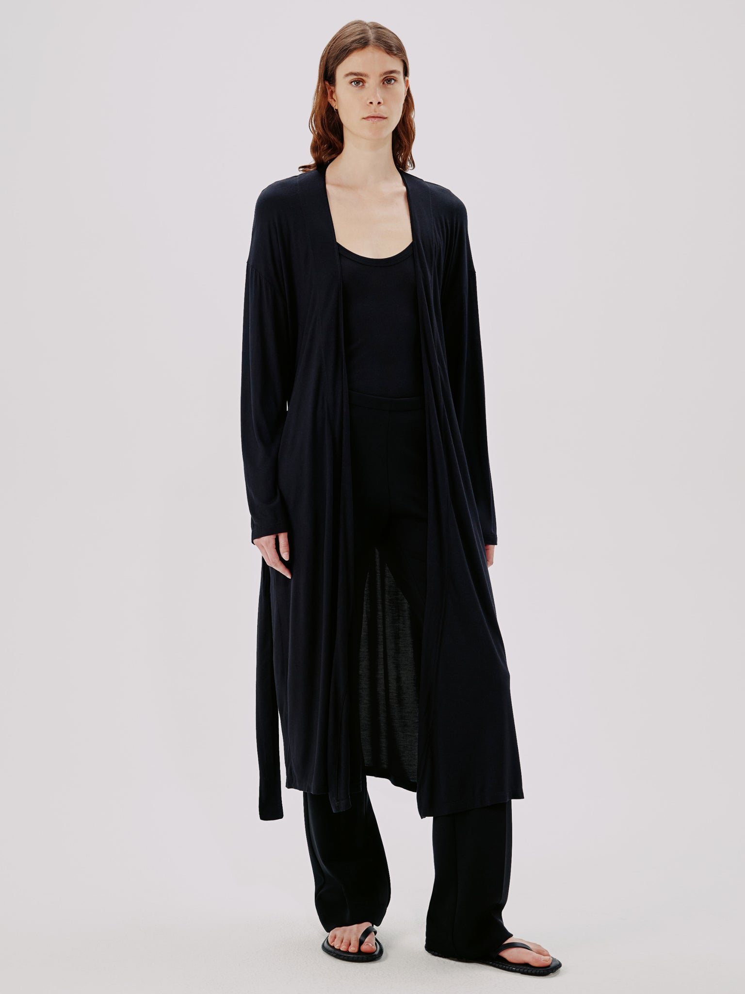 Another Tomorrow Elongated Robe In Black