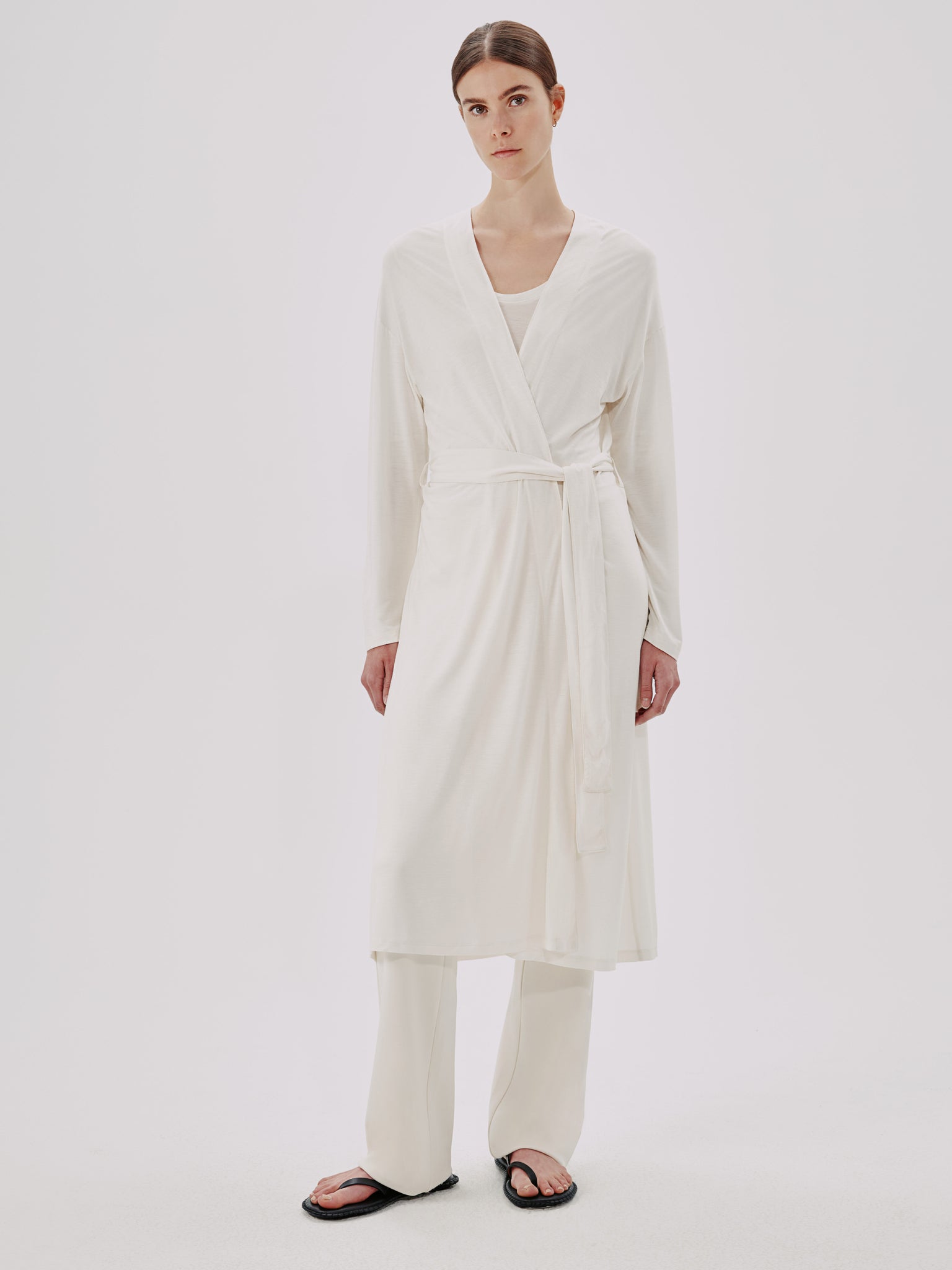 Another Tomorrow Elongated Robe In Neutral
