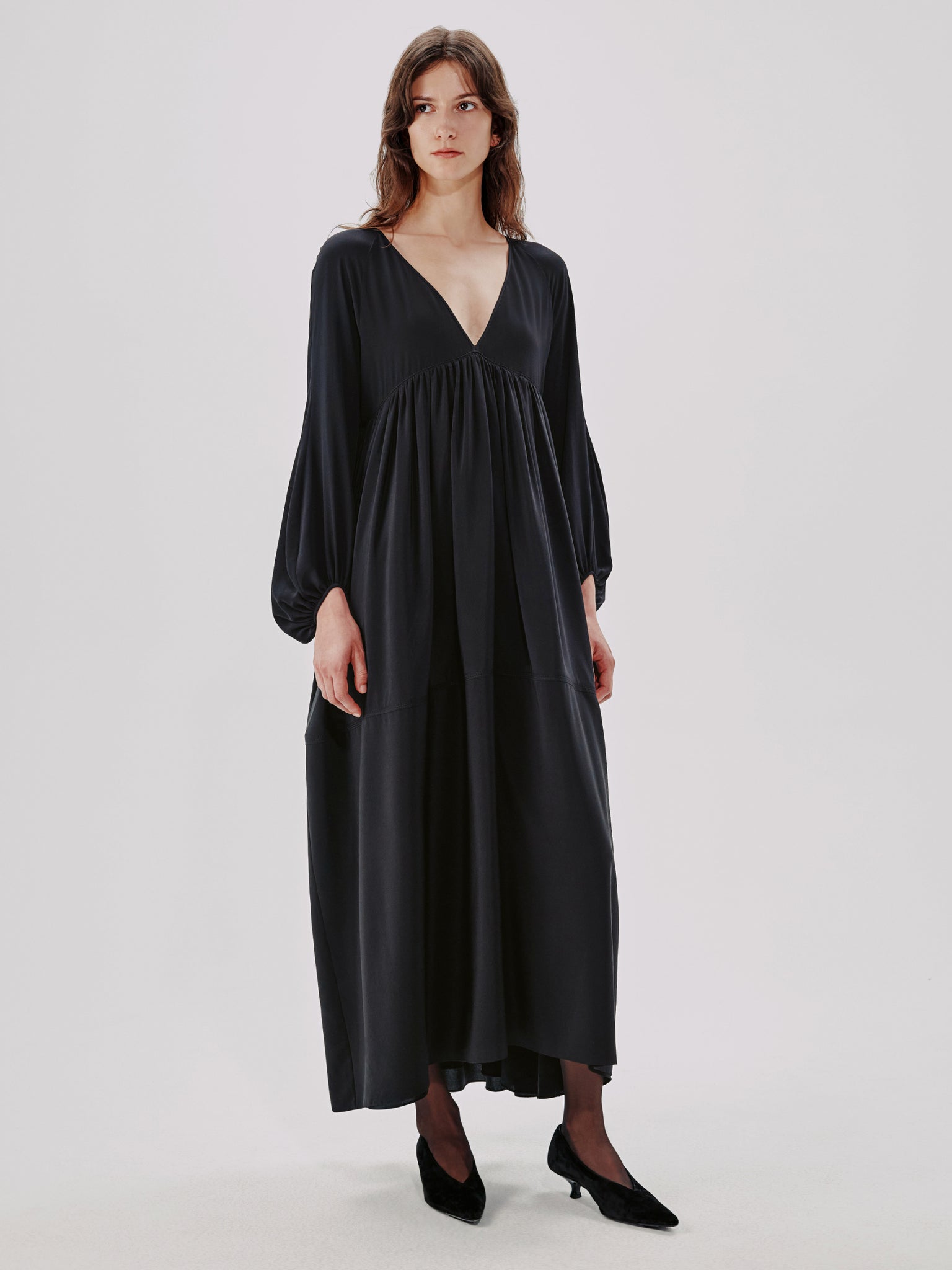 Shop Another Tomorrow Empire Cocoon Dress In Black