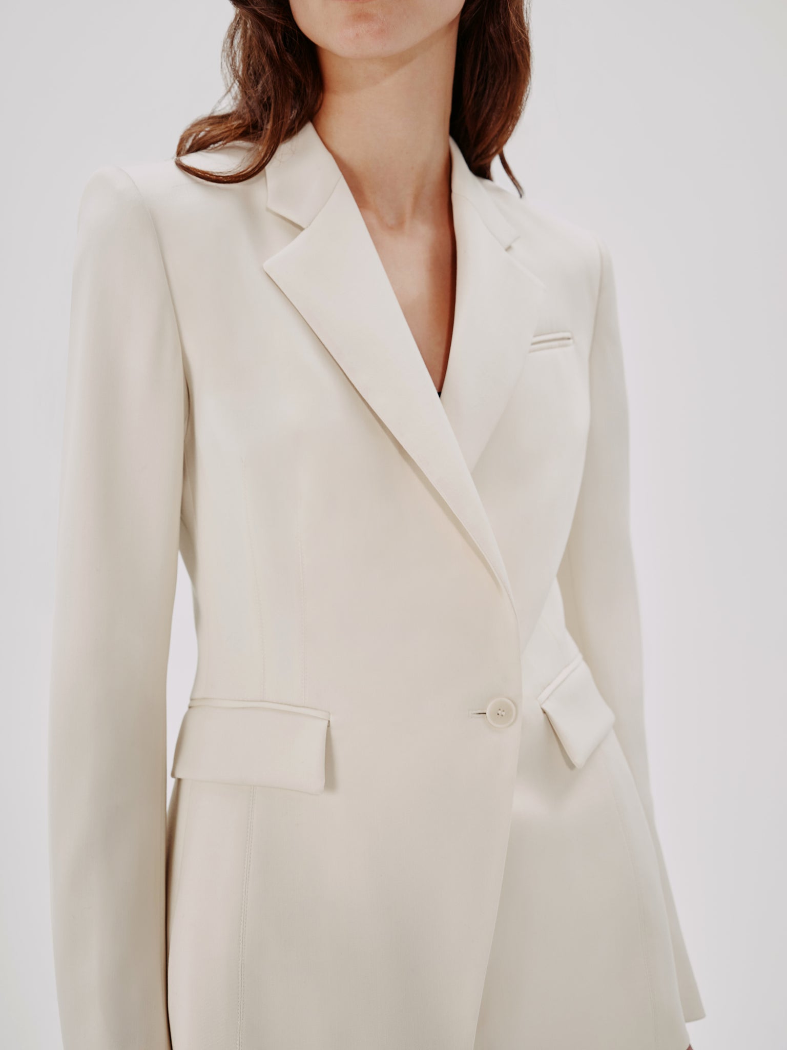 Shop Another Tomorrow Seamed Waist Jacket In Parchment