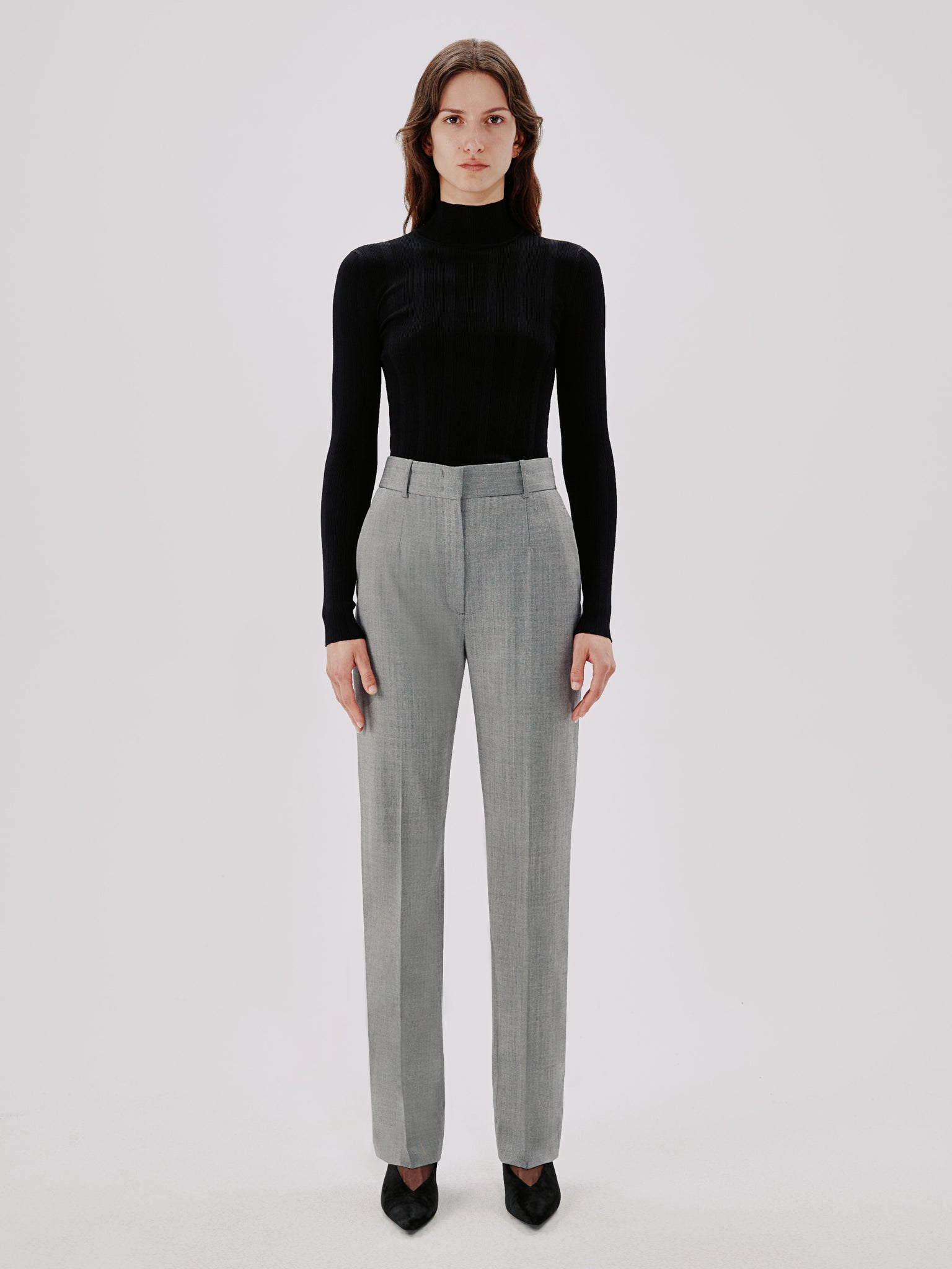 Shop Another Tomorrow Straight Leg Trouser In Black/white